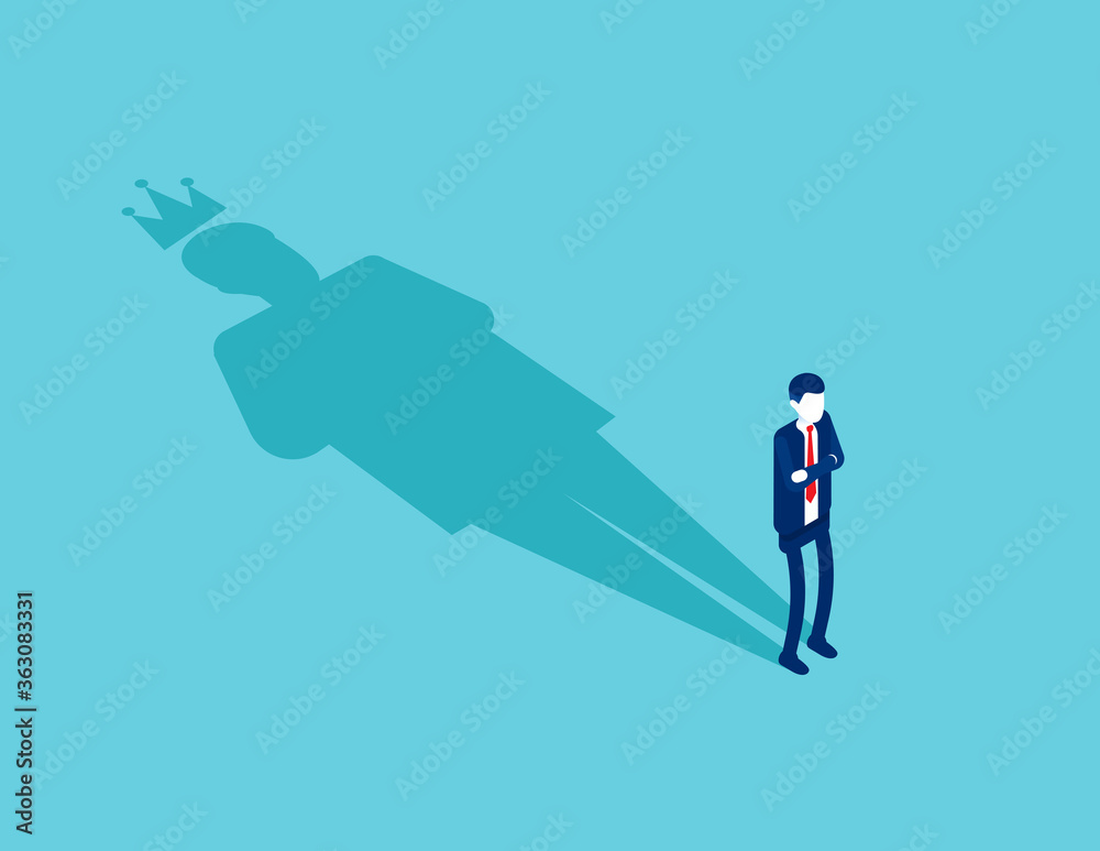 Businessman with King shadow. Ambition and success concept Businessman with King shadow. Ambition and success concept