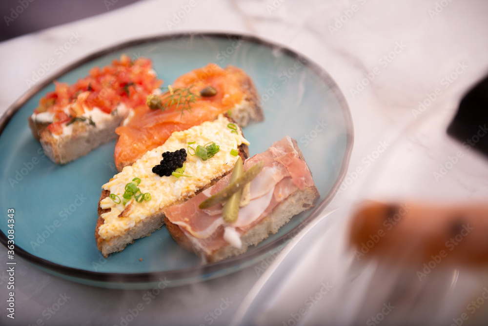 bruschetta - italian appetizer taast with natural spread