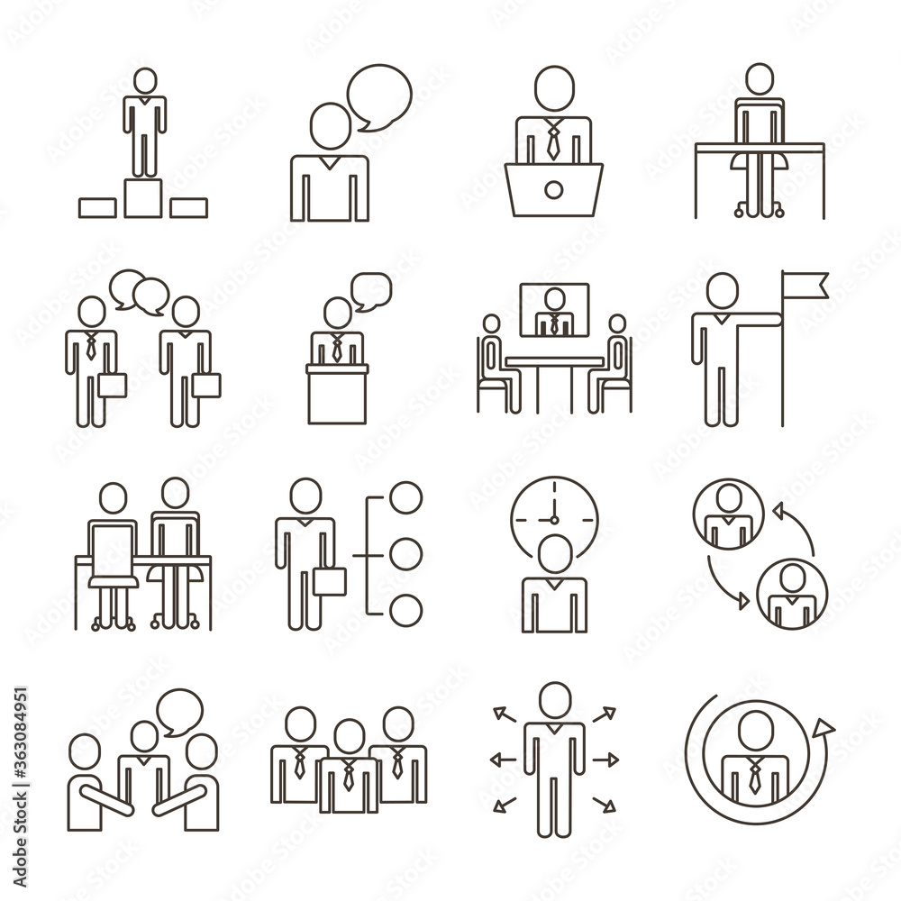 bundle of business people avatars set icons