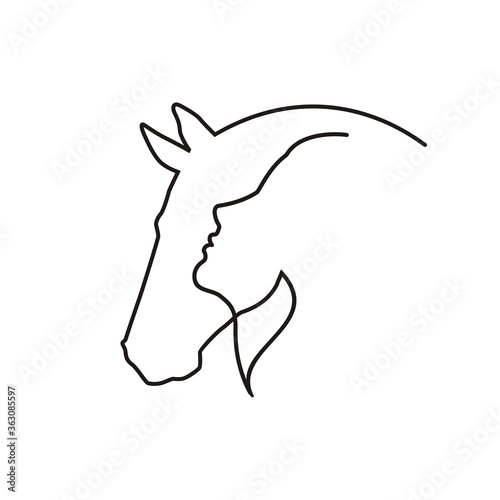 Silhouette of a girl and a horse