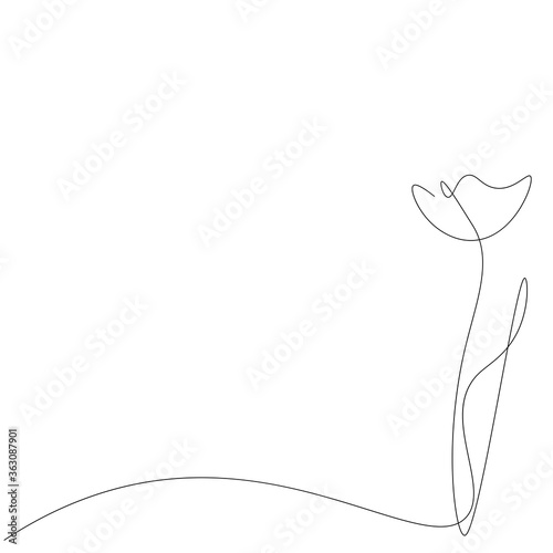 Summer flower one line drawing, vector illustration