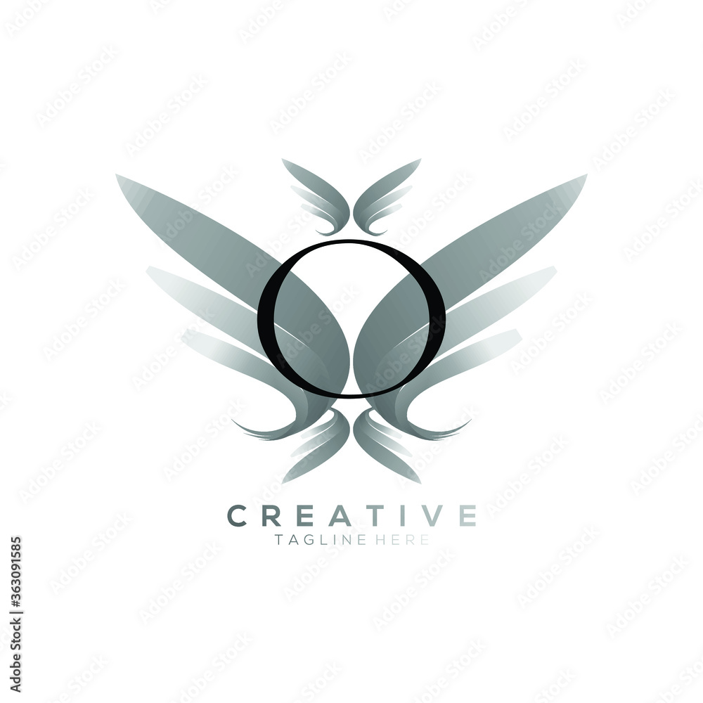Fototapeta premium Letter O Luxury Black Thin Wing Logo Template