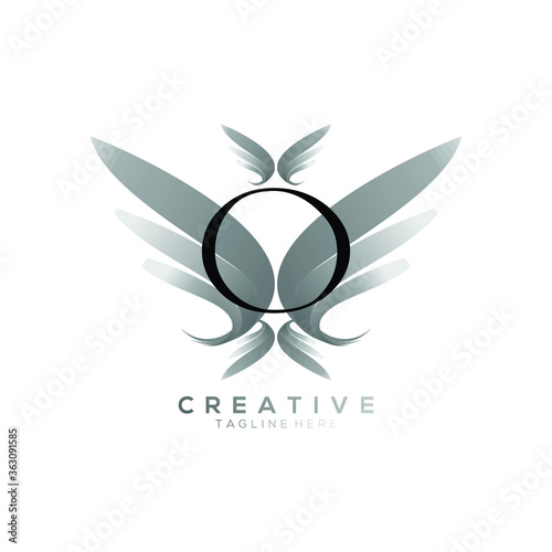 Letter O Luxury Black Thin Wing Logo Template