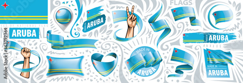 Vector set of the national flag of Aruba in various creative designs