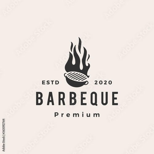 barbeque charcoal grill hipster vintage logo vector icon illustration