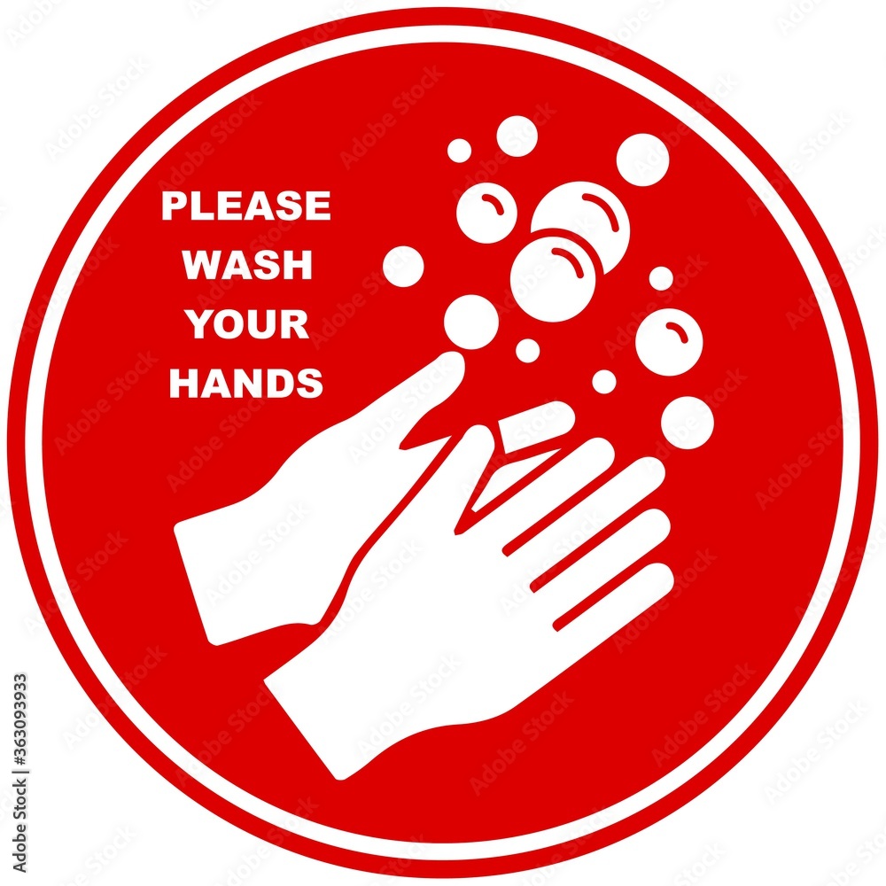 Wash your hands or sanitize hands mandatory sign. for preventing coronavirus covid-19 concept Wash your hands or sanitize hands mandatory sign. for preventing coronavirus covid-19 concept