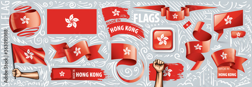 Vector set of the national flag of Hong Kong in various creative designs