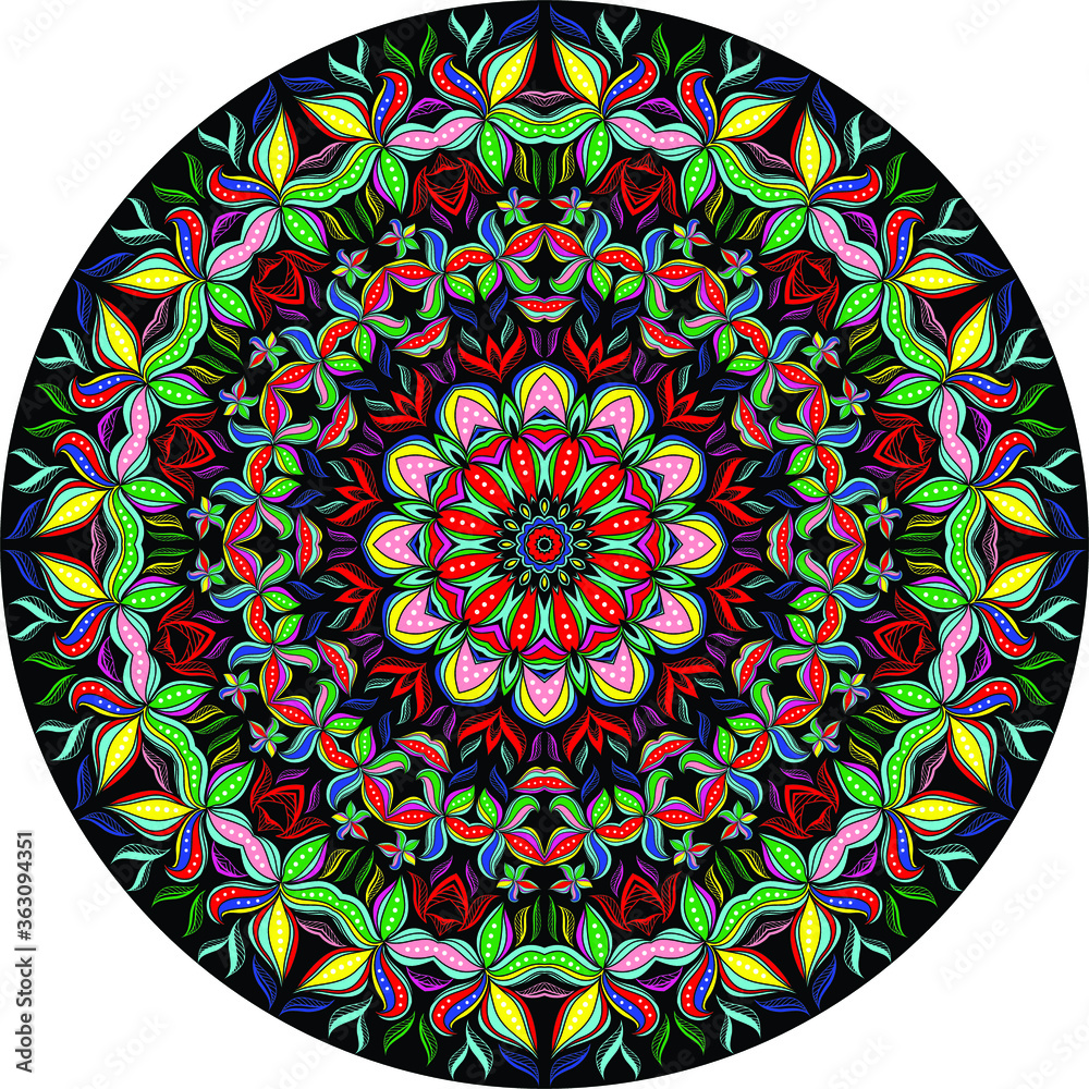 colorful vector mandala ornamental round lace pattern