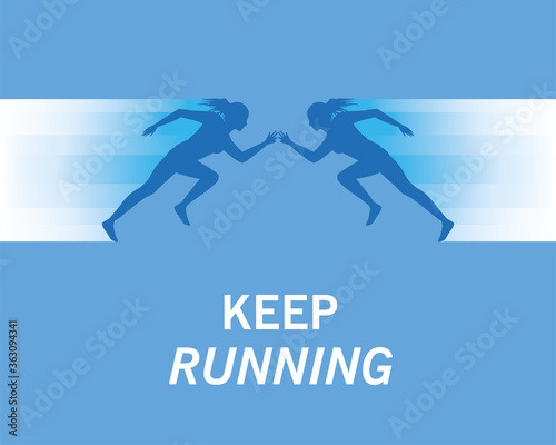 silhouettes of athletic women running