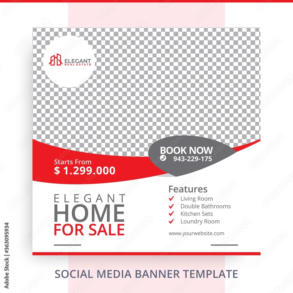 Editable Home For Sale Real Estate Red Banner Promotions Red Black