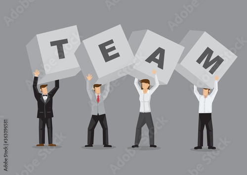 Team Players Work as a Team Cartoon Vector Illustration