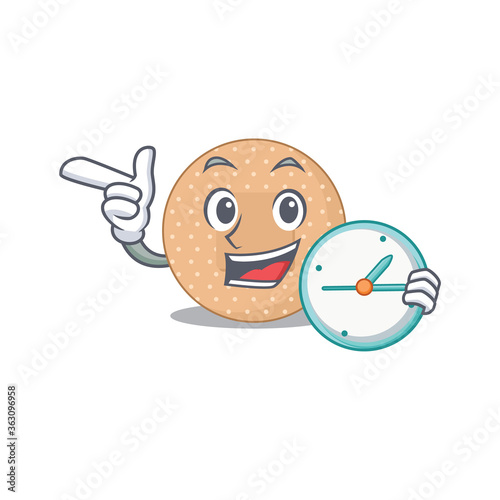 A picture of cheery rounded bandage holding a clock
