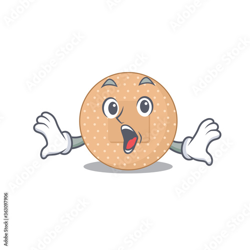 Rounded bandage mascot design concept showing a amazed gesture
