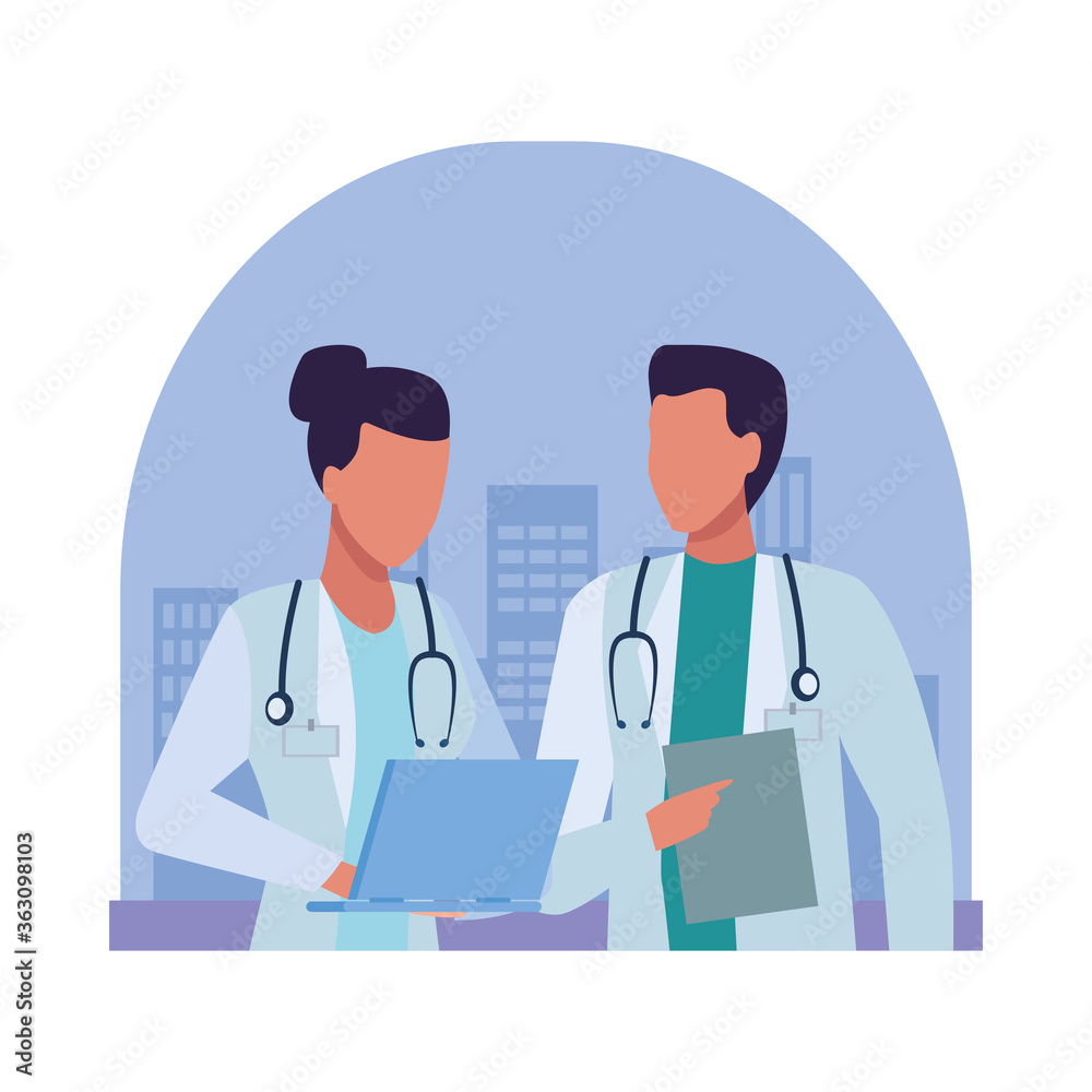 couple doctors professionals avatars characters couple doctors professionals avatars characters