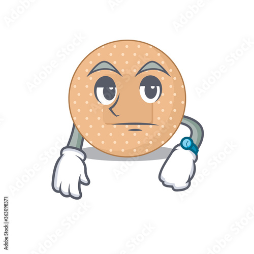 Mascot design style of rounded bandage with waiting gesture