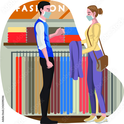 Sales man serving a buyer who want to buy clothes at fashion store