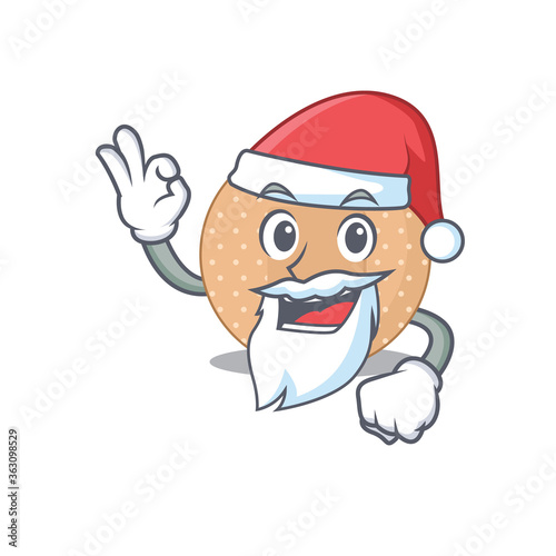 cartoon character of rounded bandage Santa with cute ok finger