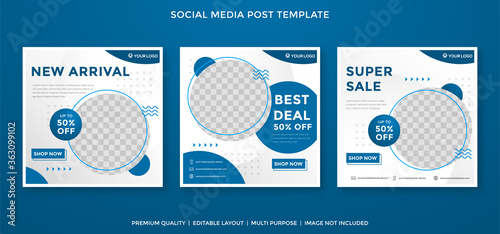 set of fashion sale social media post template with minimalist style and modern concept use for content ads and promotion stories