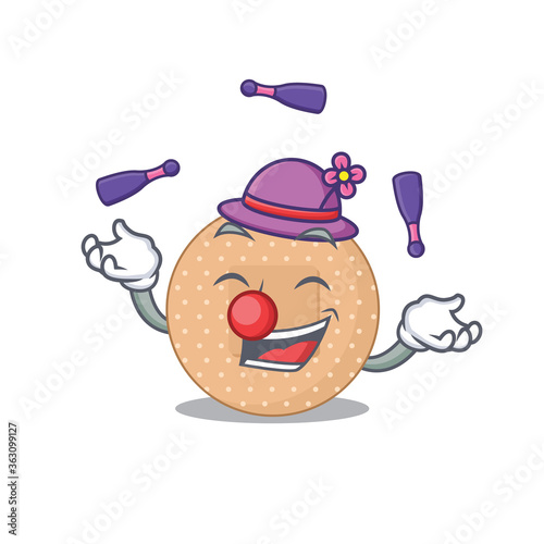 A rounded bandage cartoon design style love playing juggling
