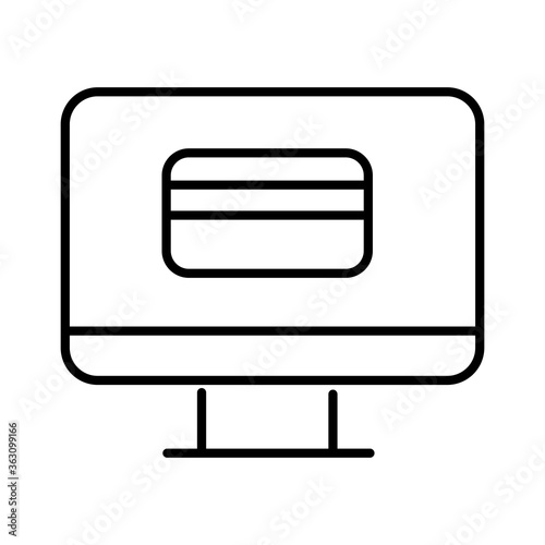 credit card with desktop payment online line style