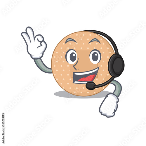 Rounded bandage caricature character concept wearing headphone