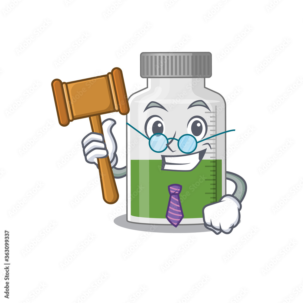 A wise judge of vitamin syrup mascot design wearing glasses