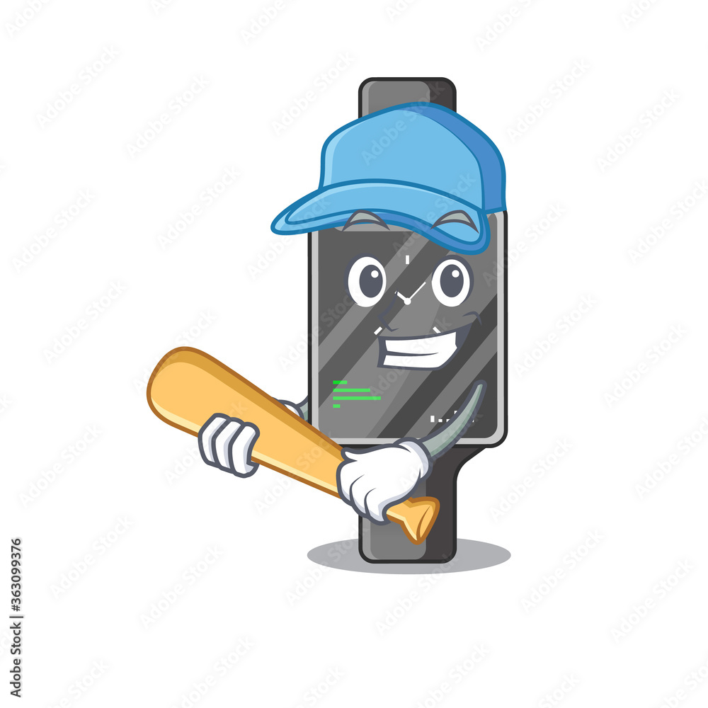 Fototapeta premium Cool smart watch caricature picture design playing baseball