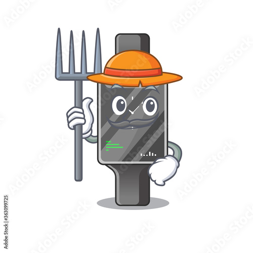 Farmer smart watch mascot design working with a hat
