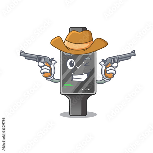 A wise cowboy of smart watch Cartoon design with guns