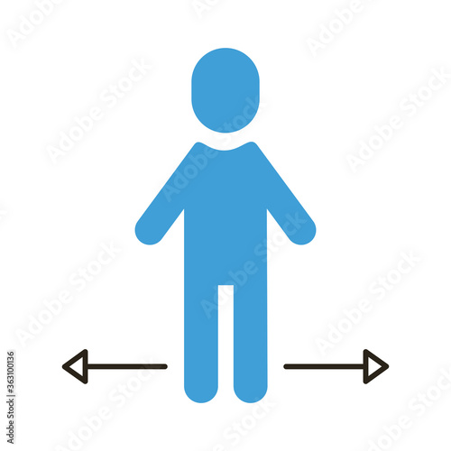 human figure with arrows distance social flat style