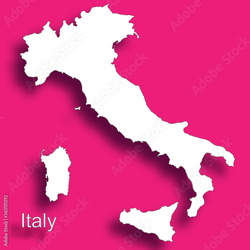 italy map  white pink background