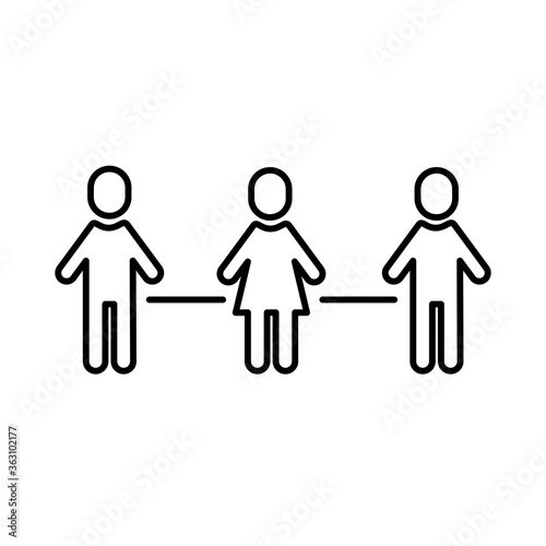 group of humans distance social line style