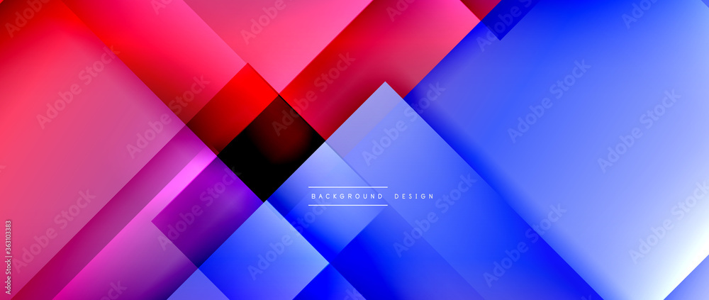 Square shapes composition, fluid gradient geometric abstract background. 3D shadow effects, modern design template Square shapes composition, fluid gradient geometric abstract background. 3D shadow effects, modern design template