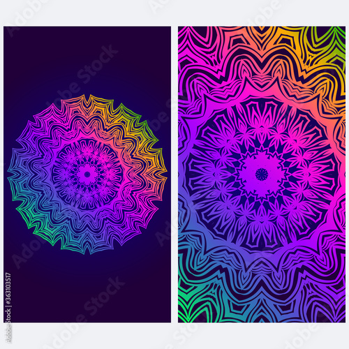 Design Vintage Cards With Floral Mandala Pattern And Ornaments. Vector illustration