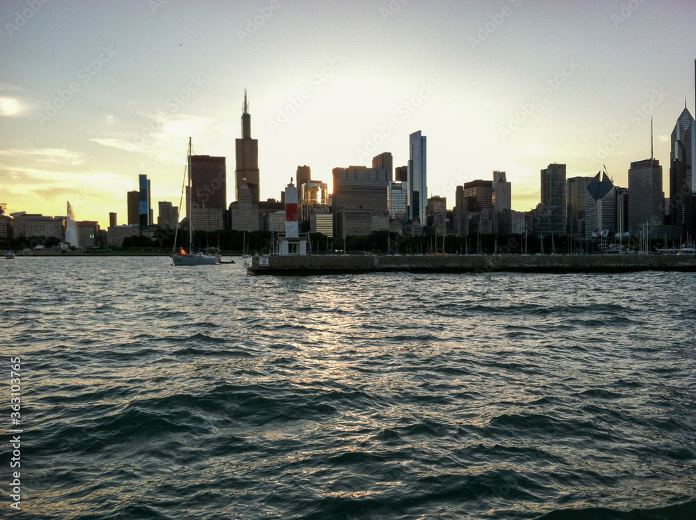 view of downtown Chicago from Lake Michigan