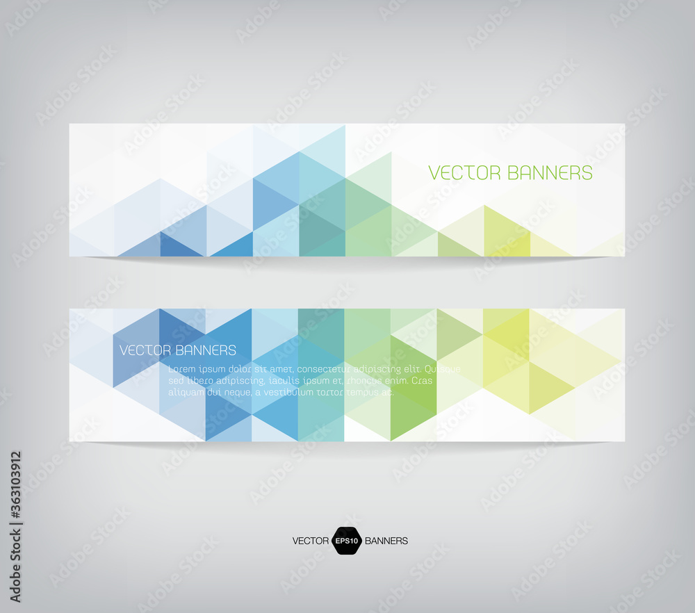 Fototapeta premium horizontal web banners with modern geometric backgrounds on white