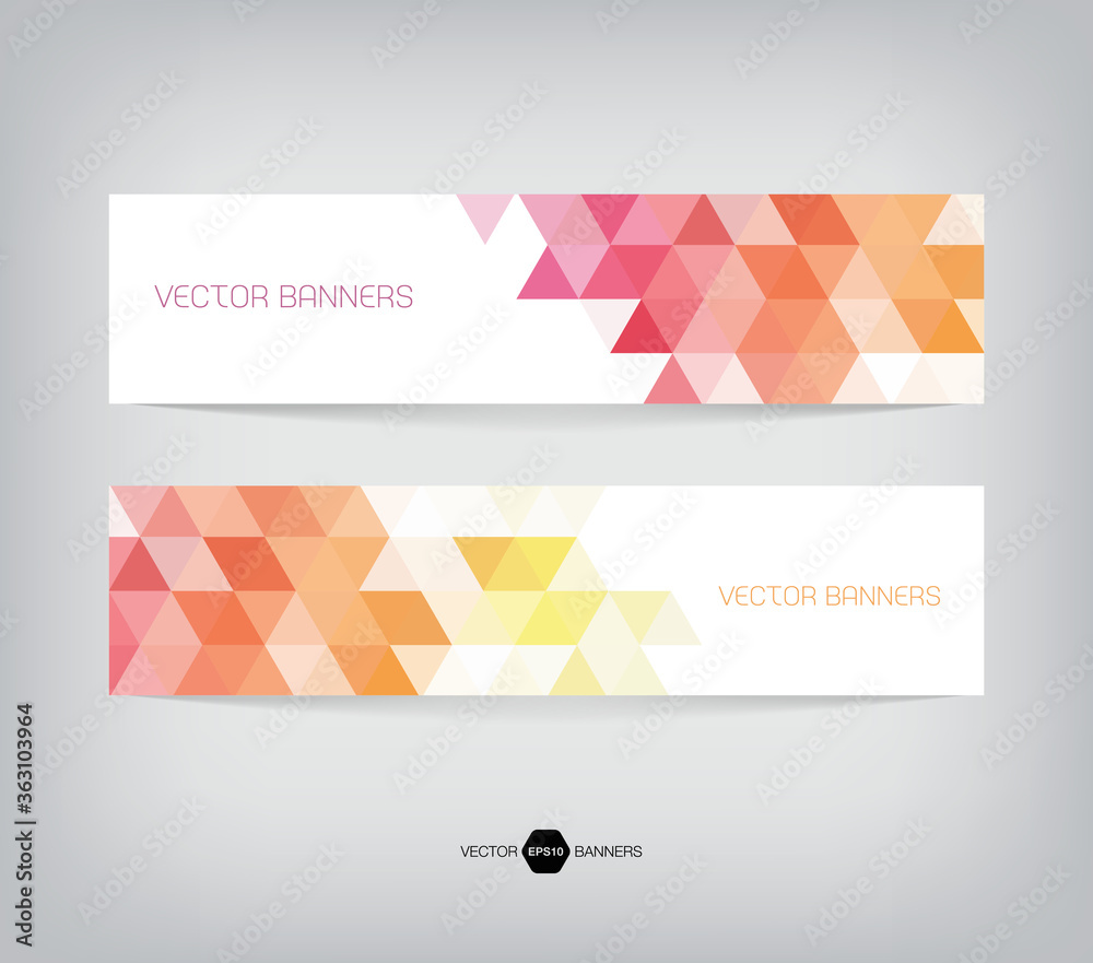 Fototapeta premium horizontal web banners with modern geometric backgrounds on white