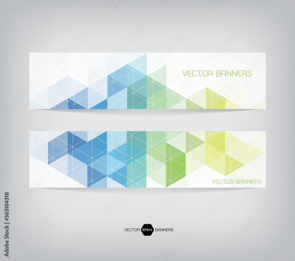 Fototapeta premium horizontal web banners with modern geometric backgrounds on white