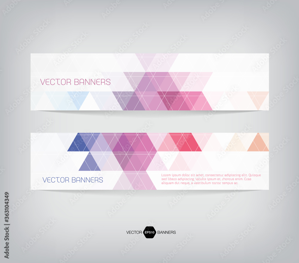 Fototapeta premium horizontal web banners with modern geometric backgrounds on white