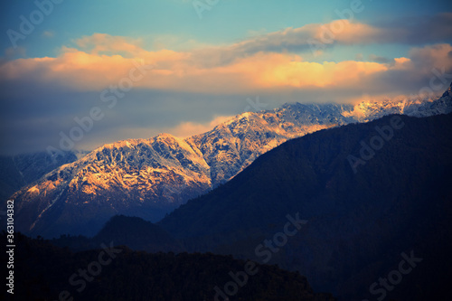 Kangchenjunga close up view from Pelling in Sikkim, India. Kangchenjunga is the third highest mountain in the world. © artqu