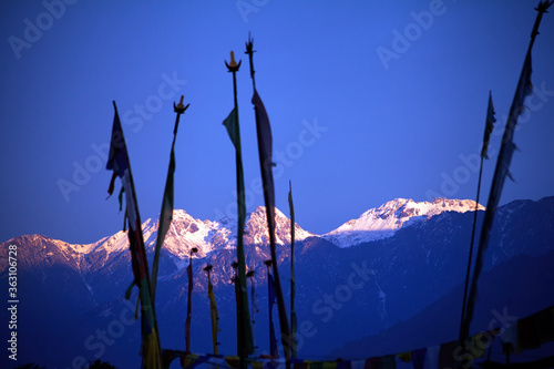 Kangchenjunga close up view from Pelling in Sikkim, India.