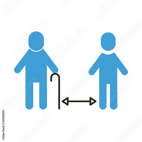 old humans silhouettes distance social flat style icon
