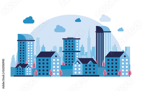city minimal cityscape scene frame