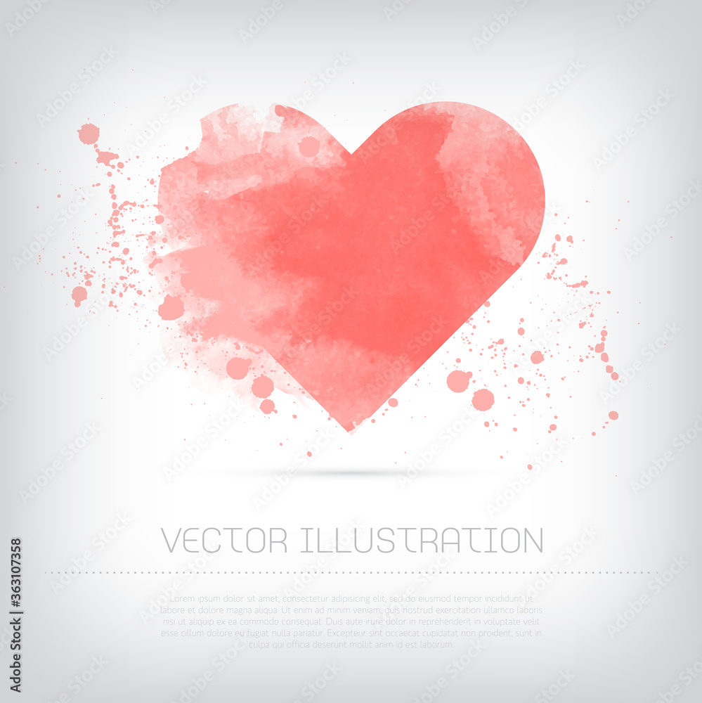 vector watercolor heart with paint splatters