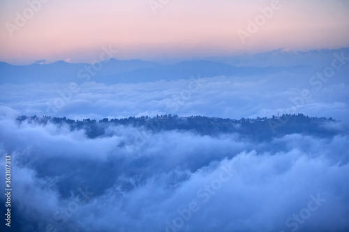 Kangchenjunga mountain range. view from Tiger Hill, Darjeeling, west bengal, India.