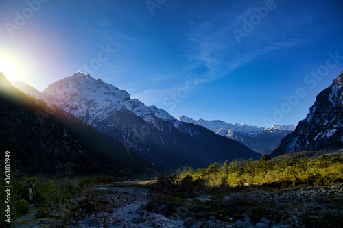 Beautiful mountain range way to Yumthang valley, sikkim, India. © artqu