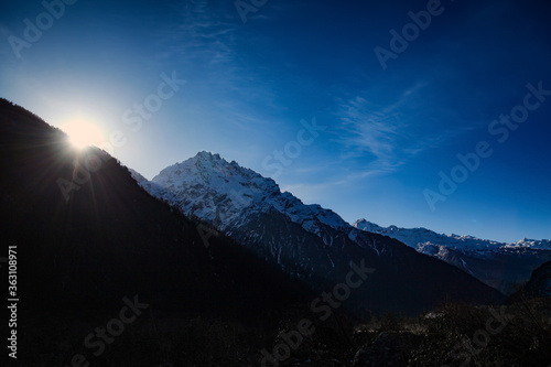 Beautiful mountain range way to Yumthang valley, sikkim, India.