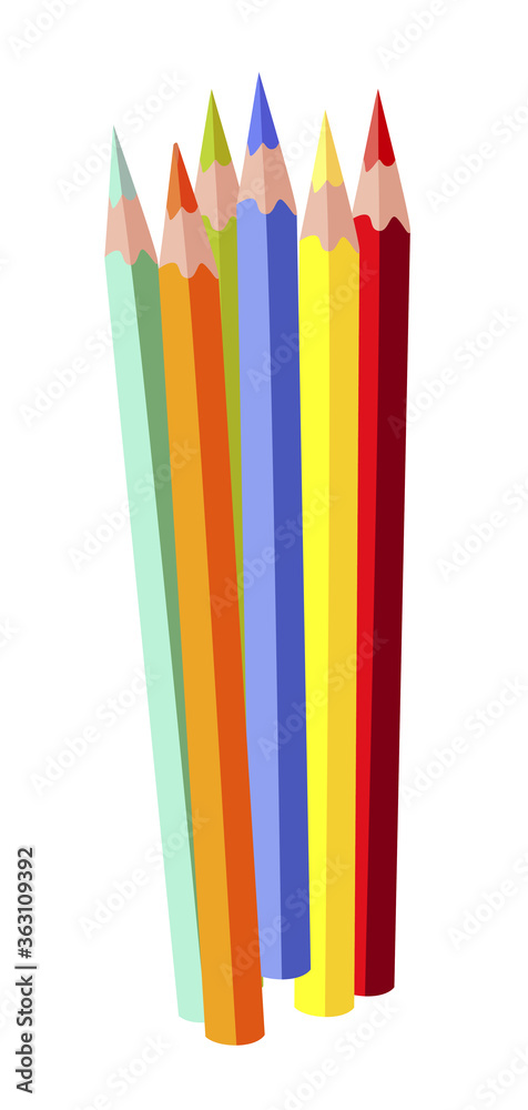 Fototapeta premium vector illustration isolated on white background colour pencils