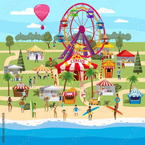 Amusement park outdoor coast sea ocean festival Curcus tent Ferris Wheel Tents Canopy