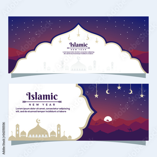 landscape mosque of islamic new year / muharram banner